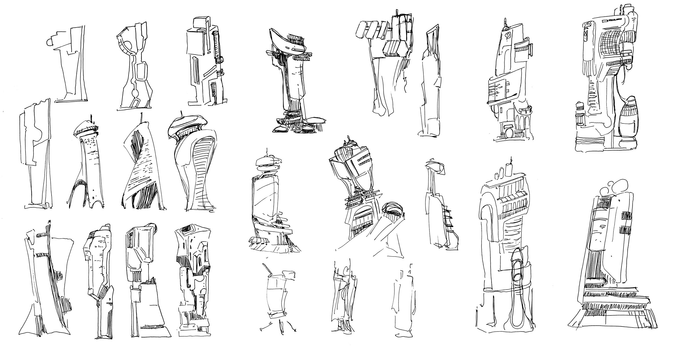 Line drawings exploring tall modular buildings for Lichtschwärmer